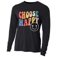 Groovy Choose Happy Motivational Inspirational Positive Tee Cooling Performance Long Sleeve Crew