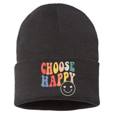 Groovy Choose Happy Motivational Inspirational Positive Tee Sustainable Knit Beanie