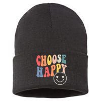 Groovy Choose Happy Motivational Inspirational Positive Tee Sustainable Knit Beanie