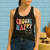 Groovy Choose Happy Motivational Inspirational Positive Tee Womens Tank Top