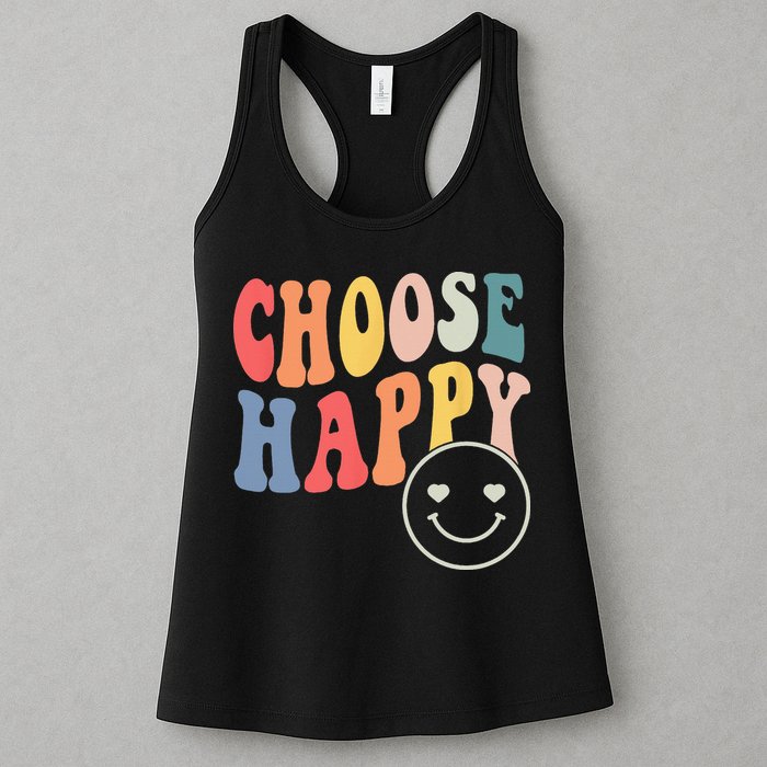 Groovy Choose Happy Motivational Inspirational Positive Tee Womens Tank Top