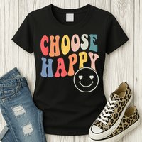 Groovy Choose Happy Motivational Inspirational Positive Tee Womens T-Shirt