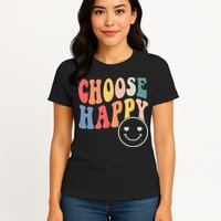Groovy Choose Happy Motivational Inspirational Positive Tee Womens T-Shirt
