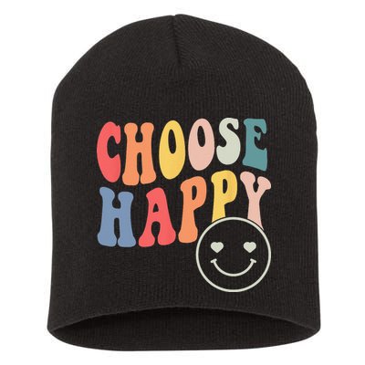 Groovy Choose Happy Motivational Inspirational Positive Tee Short Acrylic Beanie