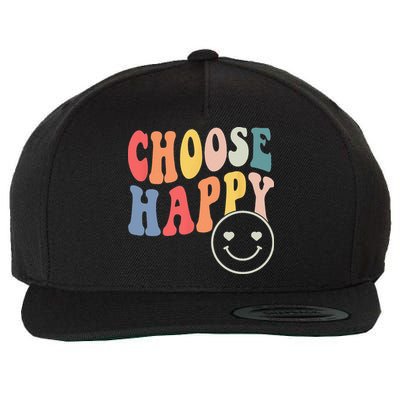 Groovy Choose Happy Motivational Inspirational Positive Tee Wool Snapback Cap