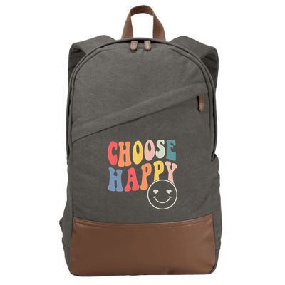 Groovy Choose Happy Motivational Inspirational Positive Tee Cotton Canvas Backpack