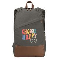Groovy Choose Happy Motivational Inspirational Positive Tee Cotton Canvas Backpack