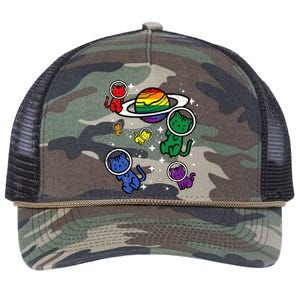 Gay Cats In Space Rainbow Pride Month Lgbtq Ally Retro Rope Trucker Hat Cap