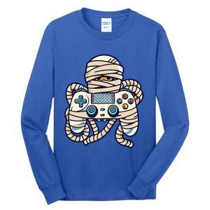 Game Controller In Mummy Costume Halloween Gaming Gift Tall Long Sleeve T-Shirt