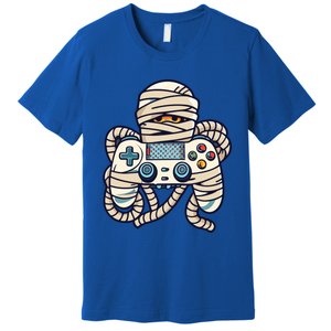 Game Controller In Mummy Costume Halloween Gaming Gift Premium T-Shirt