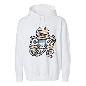 Game Controller In Mummy Costume Halloween Gaming Gift Garment-Dyed Fleece Hoodie