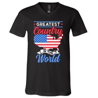 Greatest Country In The World Us Usa American America Us Usa V-Neck T-Shirt