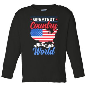 Greatest Country In The World Us Usa American America Us Usa Toddler Long Sleeve Shirt