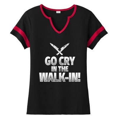 Go Cry In The Walkin Funny Chef Great Gift Ladies Halftime Notch Neck Tee