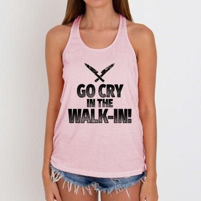 Go Cry In The Walkin Funny Chef Great Gift Women's Knotted Racerback Tank