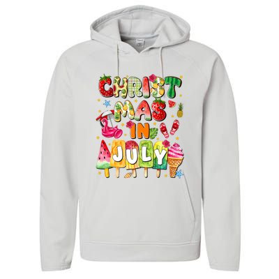 Groovy Christmas In July Summer Hawaii Performance Fleece Hoodie