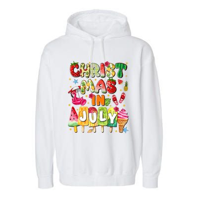 Groovy Christmas In July Summer Hawaii Garment-Dyed Fleece Hoodie