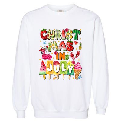 Groovy Christmas In July Summer Hawaii Garment-Dyed Sweatshirt