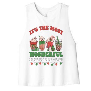 Groovy Christmas ItS The Most Wonderful Time Of The Year Cute Gift Women's Racerback Cropped Tank