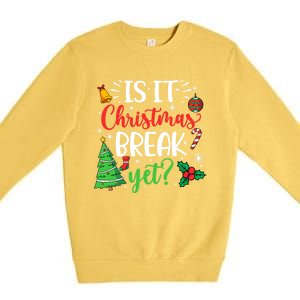 Groovy Christmas Is It Christmas Break Yet Retro Xmas Tree Cute Gift Premium Crewneck Sweatshirt