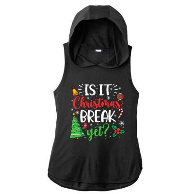 Groovy Christmas Is It Christmas Break Yet Retro Xmas Tree Cute Gift Ladies PosiCharge Tri-Blend Wicking Draft Hoodie Tank