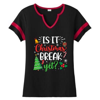 Groovy Christmas Is It Christmas Break Yet Retro Xmas Tree Cute Gift Ladies Halftime Notch Neck Tee