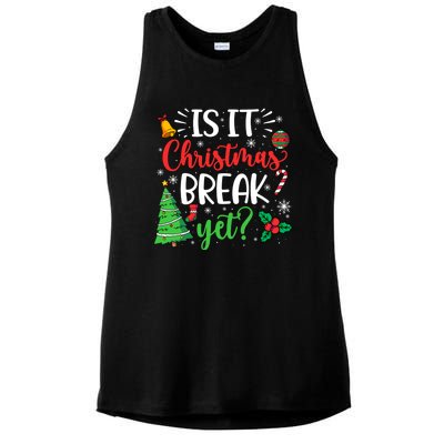 Groovy Christmas Is It Christmas Break Yet Retro Xmas Tree Cute Gift Ladies PosiCharge Tri-Blend Wicking Tank