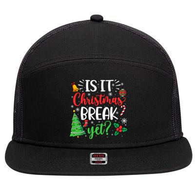 Groovy Christmas Is It Christmas Break Yet Retro Xmas Tree Cute Gift 7 Panel Mesh Trucker Snapback Hat