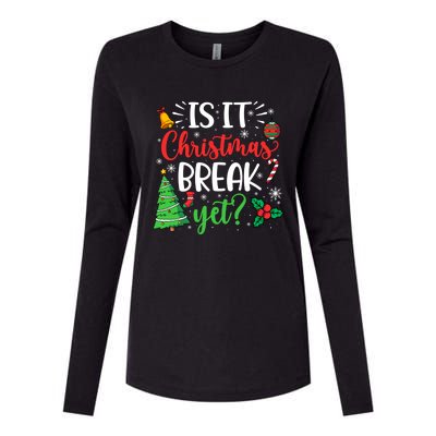 Groovy Christmas Is It Christmas Break Yet Retro Xmas Tree Cute Gift Womens Cotton Relaxed Long Sleeve T-Shirt