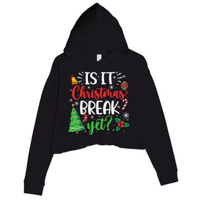 Groovy Christmas Is It Christmas Break Yet Retro Xmas Tree Cute Gift Crop Fleece Hoodie