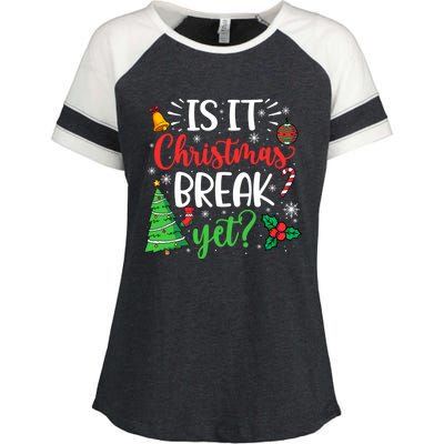 Groovy Christmas Is It Christmas Break Yet Retro Xmas Tree Cute Gift Enza Ladies Jersey Colorblock Tee