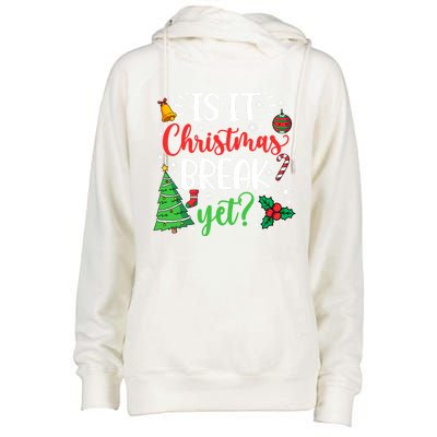 Groovy Christmas Is It Christmas Break Yet Retro Xmas Tree Cute Gift Womens Funnel Neck Pullover Hood