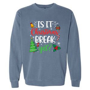 Groovy Christmas Is It Christmas Break Yet Retro Xmas Tree Cute Gift Garment-Dyed Sweatshirt