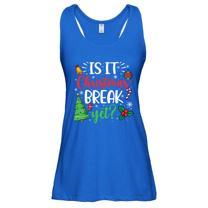 Groovy Christmas Is It Christmas Break Yet Retro Xmas Tree Cute Gift Ladies Essential Flowy Tank