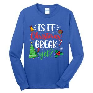 Groovy Christmas Is It Christmas Break Yet Retro Xmas Tree Cute Gift Tall Long Sleeve T-Shirt