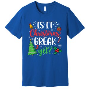 Groovy Christmas Is It Christmas Break Yet Retro Xmas Tree Cute Gift Premium T-Shirt