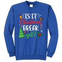 Groovy Christmas Is It Christmas Break Yet Retro Xmas Tree Cute Gift Tall Sweatshirt