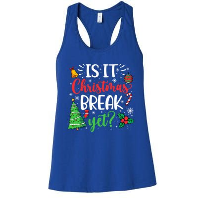 Groovy Christmas Is It Christmas Break Yet Retro Xmas Tree Cute Gift Women's Racerback Tank