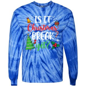 Groovy Christmas Is It Christmas Break Yet Retro Xmas Tree Cute Gift Tie-Dye Long Sleeve Shirt