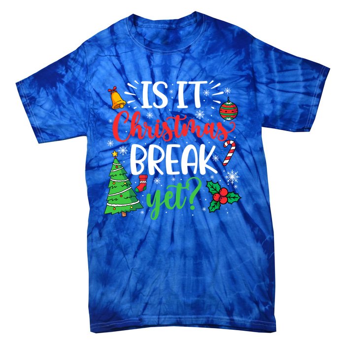 Groovy Christmas Is It Christmas Break Yet Retro Xmas Tree Cute Gift Tie-Dye T-Shirt