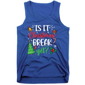 Groovy Christmas Is It Christmas Break Yet Retro Xmas Tree Cute Gift Tank Top