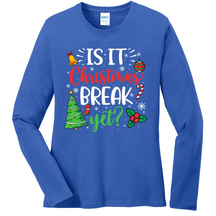 Groovy Christmas Is It Christmas Break Yet Retro Xmas Tree Cute Gift Ladies Long Sleeve Shirt