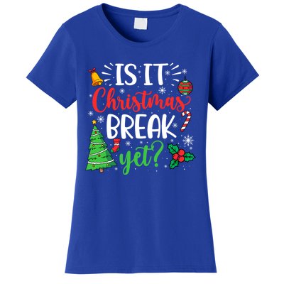 Groovy Christmas Is It Christmas Break Yet Retro Xmas Tree Cute Gift Women's T-Shirt