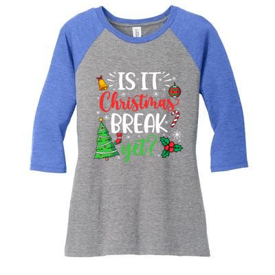 Groovy Christmas Is It Christmas Break Yet Retro Xmas Tree Cute Gift Women's Tri-Blend 3/4-Sleeve Raglan Shirt