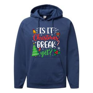 Groovy Christmas Is It Christmas Break Yet Retro Xmas Tree Cute Gift Performance Fleece Hoodie