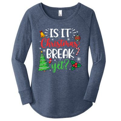 Groovy Christmas Is It Christmas Break Yet Retro Xmas Tree Cute Gift Women's Perfect Tri Tunic Long Sleeve Shirt