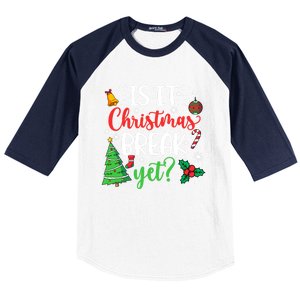 Groovy Christmas Is It Christmas Break Yet Retro Xmas Tree Cute Gift Baseball Sleeve Shirt