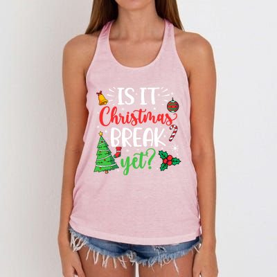 Groovy Christmas Is It Christmas Break Yet Retro Xmas Tree Cute Gift Women's Knotted Racerback Tank