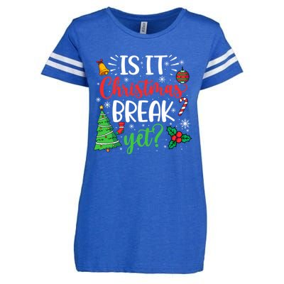 Groovy Christmas Is It Christmas Break Yet Retro Xmas Tree Cute Gift Enza Ladies Jersey Football T-Shirt