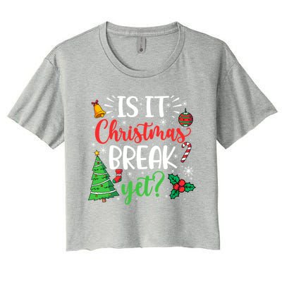 Groovy Christmas Is It Christmas Break Yet Retro Xmas Tree Cute Gift Women's Crop Top Tee